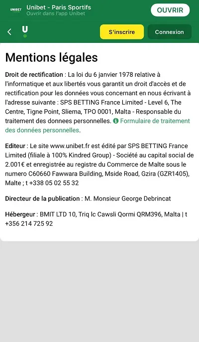 Sécurité du site Unibet