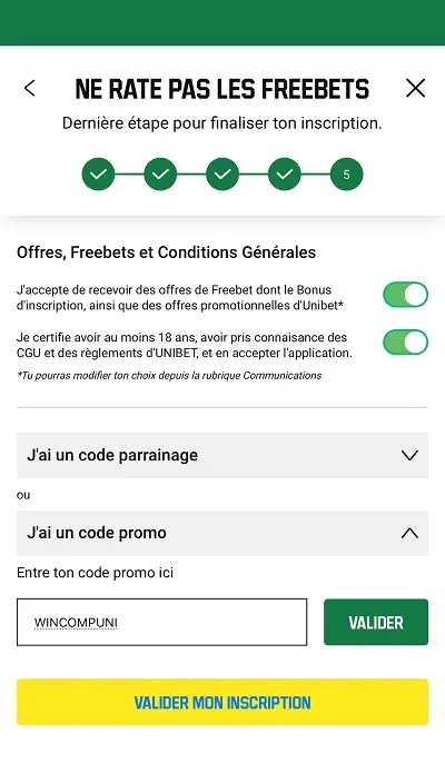 Ouvrir un compte Unibet