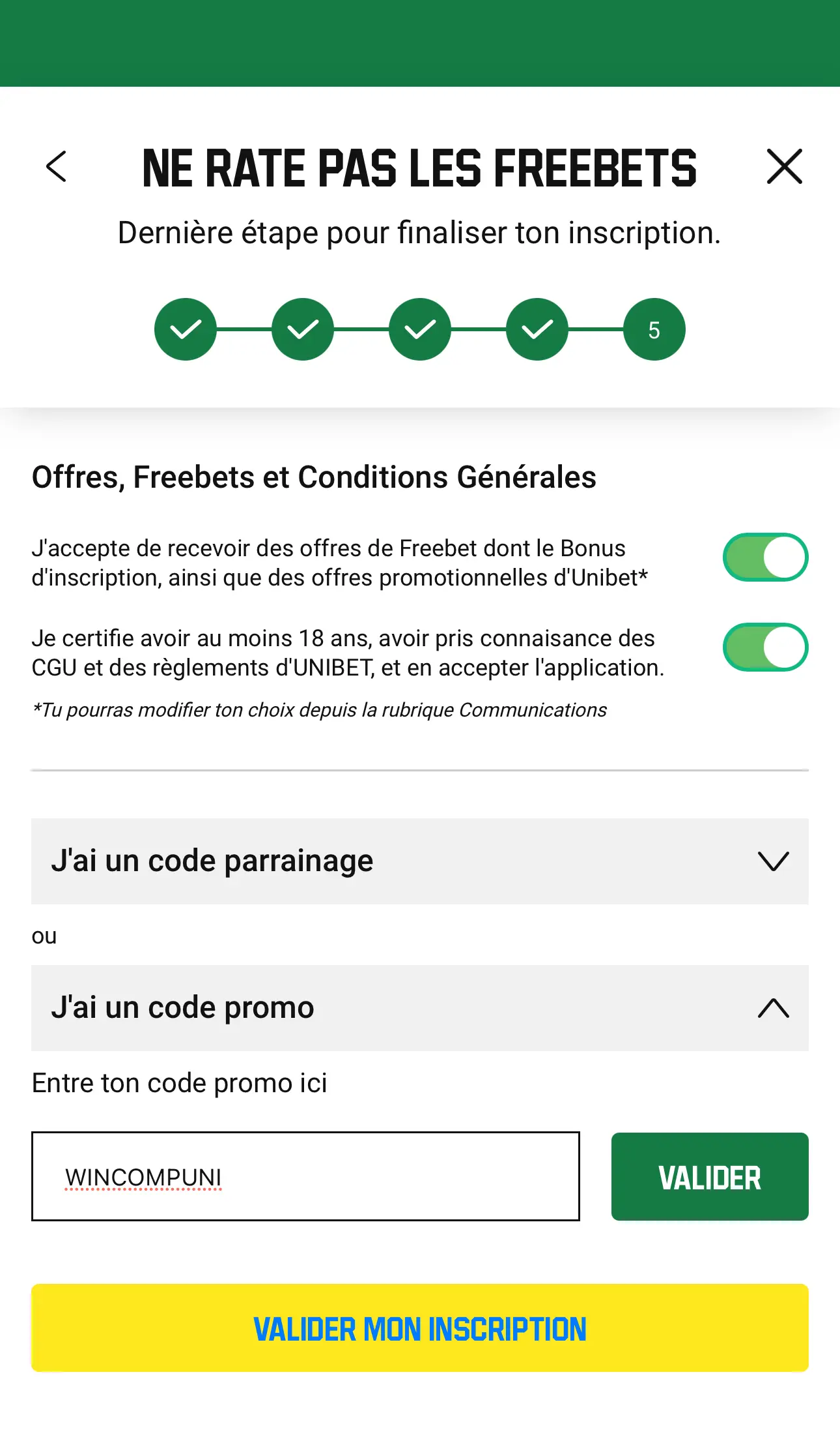 Code Promo Unibet - 2