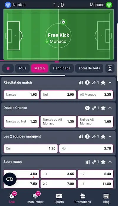 Parier en direct - Vbet