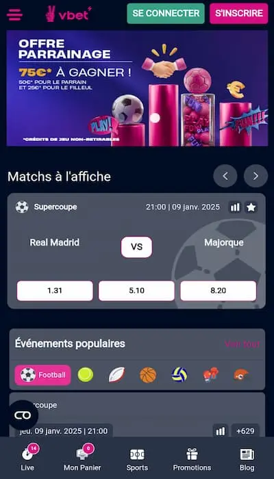 Offre de paris Vbet