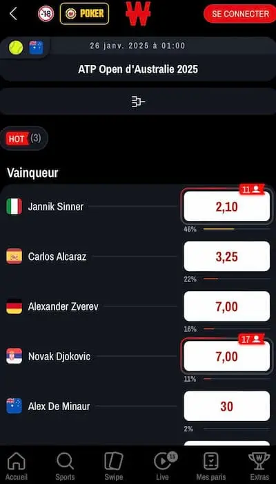 Paris long terme sur Winamax