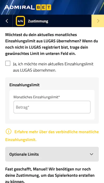 AdmiralBet Registrierung - Seite 4