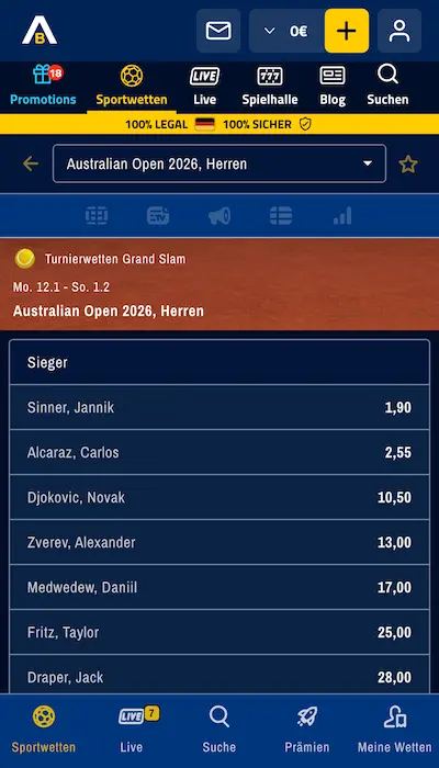 AdmiralBet Outright Wetten