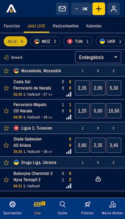 AdmiralBet Live Wetten