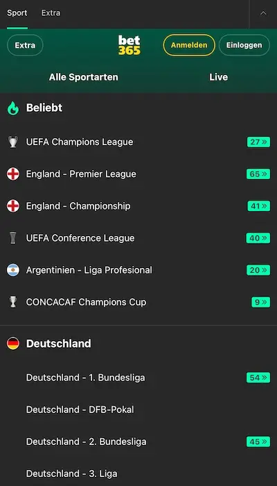 Bet365 - Fussball