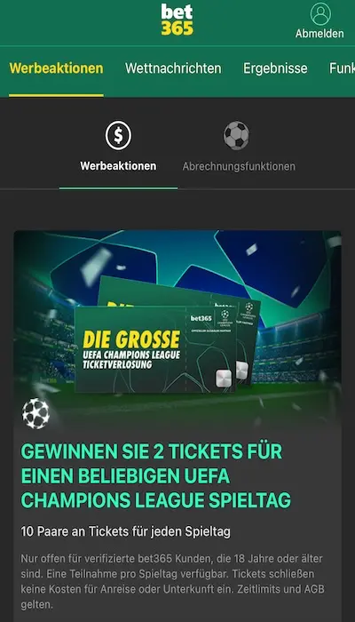 Bet365 - Ticketverlosung