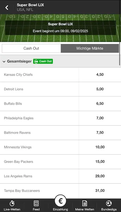 Betway Outright Wetten