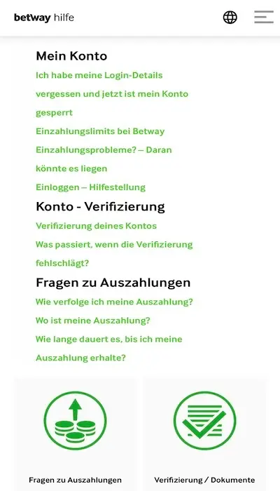 Betway Hilfe