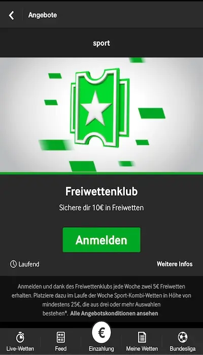 Betway Freiwettenclub
