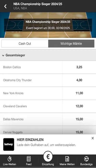 Betway Outright Wetten
