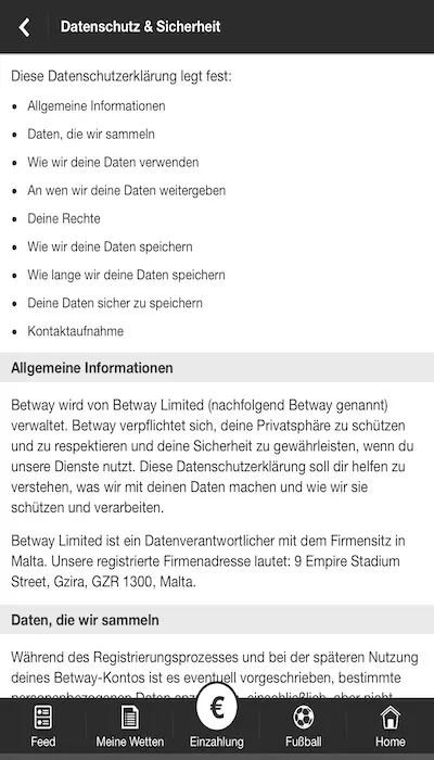 Betway Sicherheit