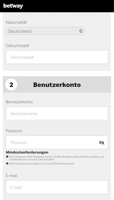 Betway Registrierung - Seite 2