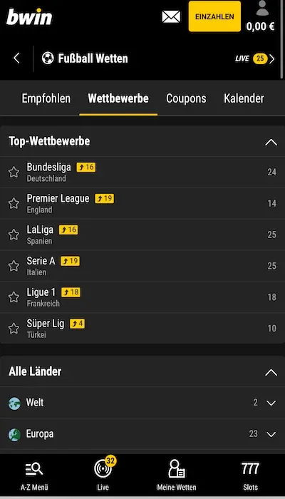 Bwin Wettkämpfe