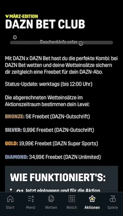 Captura de pantalla del bonus daznbet