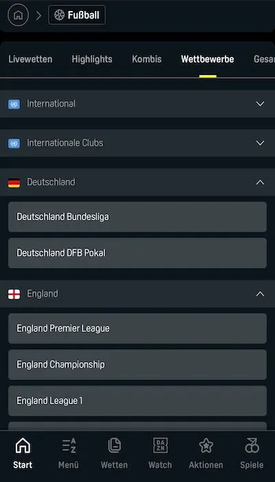 DAZN Bet Turniere