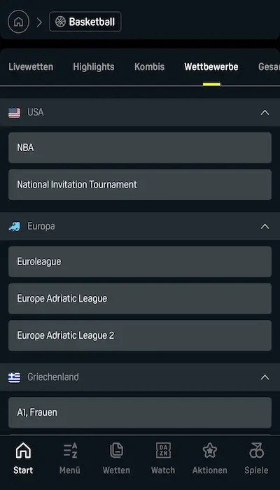 DAZN Bet Turniere