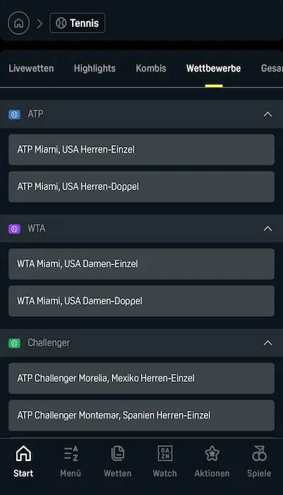 DAZN Bet Turniere