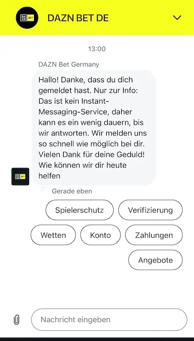 DAZN Bet Hilfe