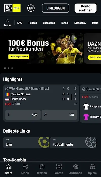 DAZN Bet Registrierung