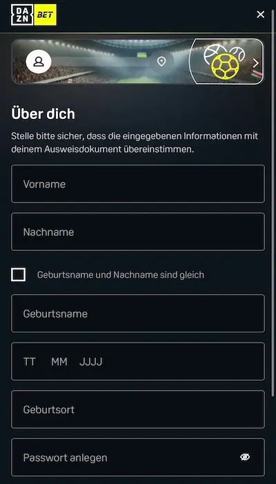 DAZN Bet Registrierung