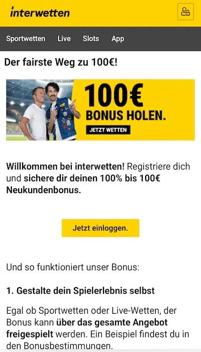 Interwetten Willkommensangebot