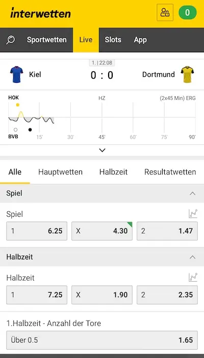 Interwetten Live Angebot