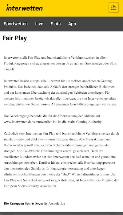 Interwetten Sicherheit