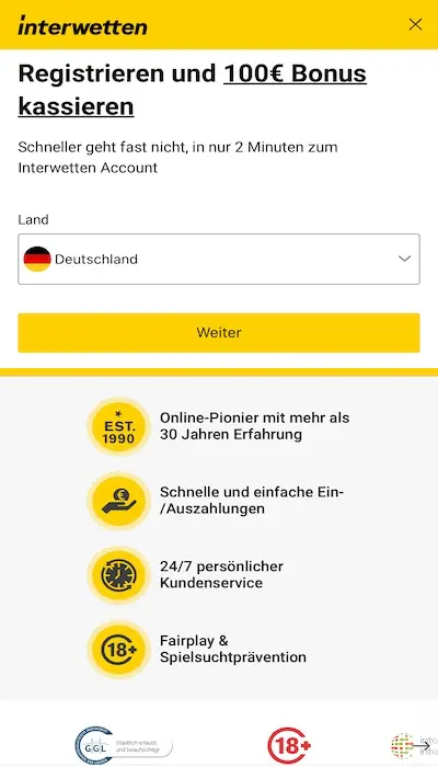 Interwetten Registrierung - Seite 1