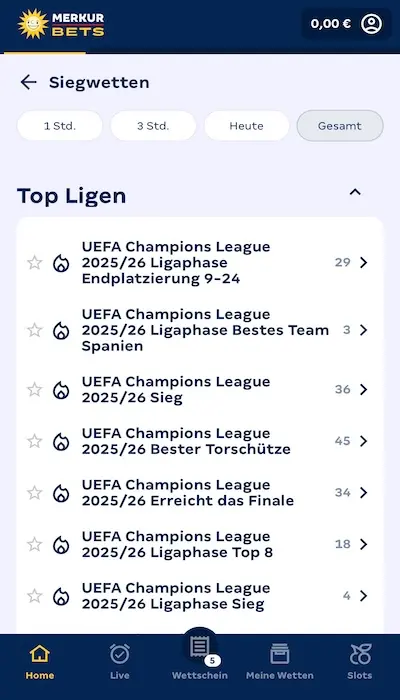 Merkur Bets Outright Wetten