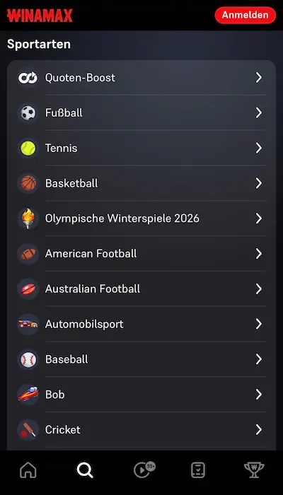 Winamax Sportwetten Angebot