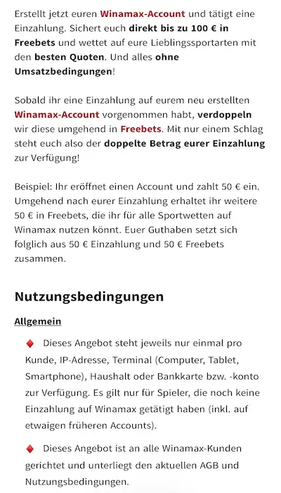 Winamax Promo AKtionen