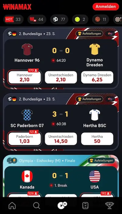 Winamax Livewetten