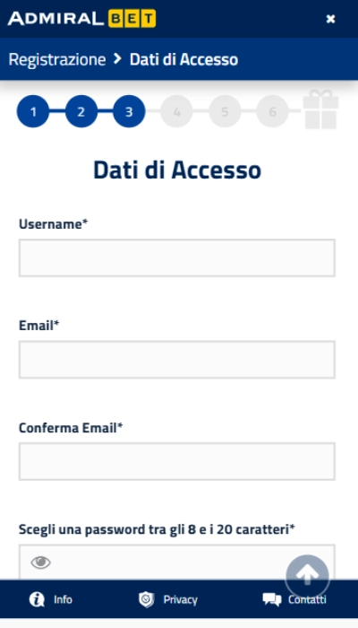 Iscrizione Admiralbet - Parte 3