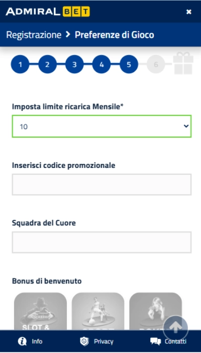 Iscrizione Admiralbet - Parte 5