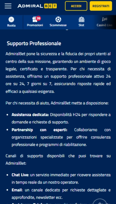 sicurezza AdmiralBet