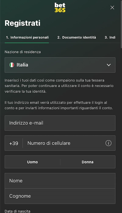 Bet365 registrazione - Pagina 1