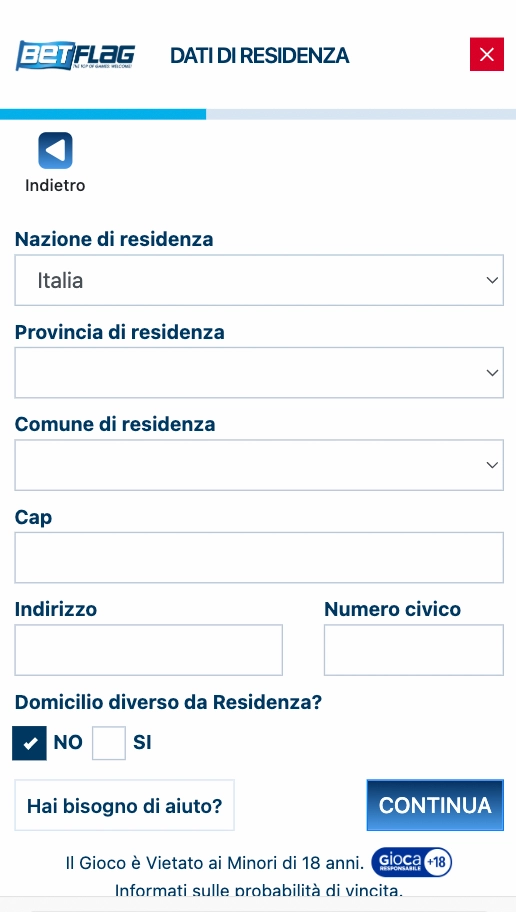 Iscrizione Betflag - Parte 3