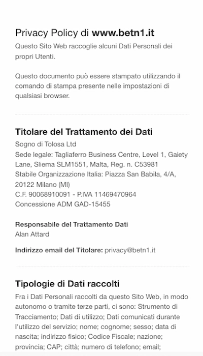 Betn1 sicurezza