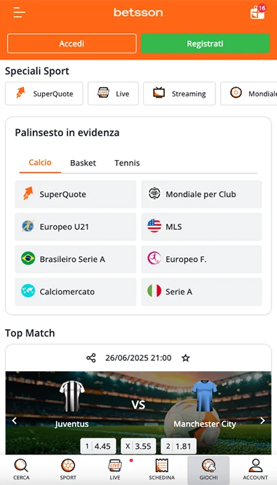 betsson scommesse sportive