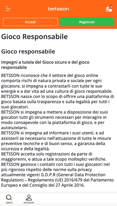betsson sicurezza