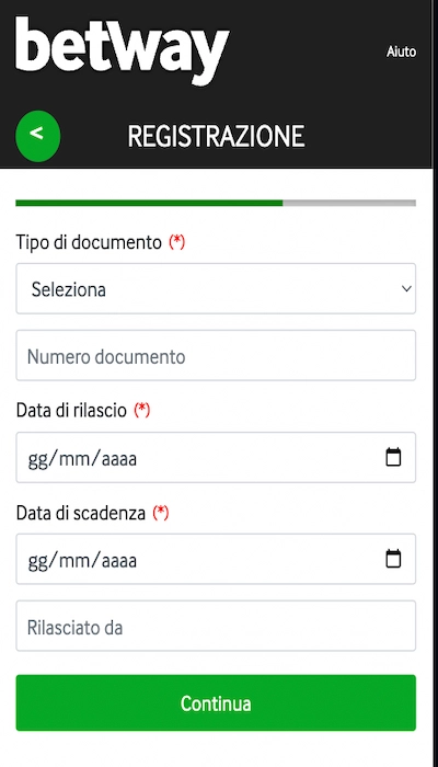 Iscrizione Betway - Parte 3