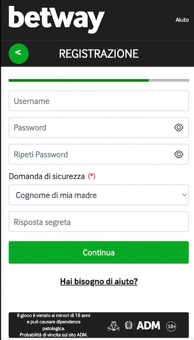 Iscrizione Betway - Parte 4