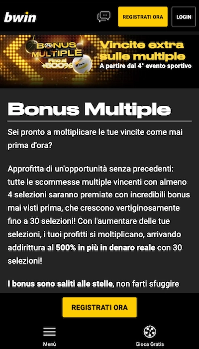 bonus multipla Bwin