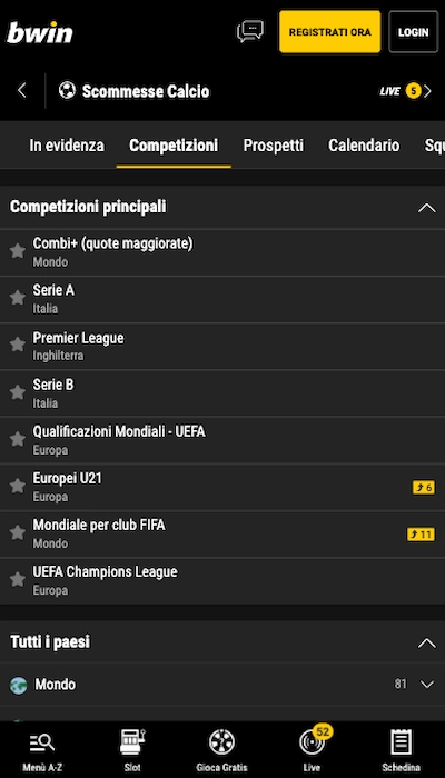 palinsesto Bwin