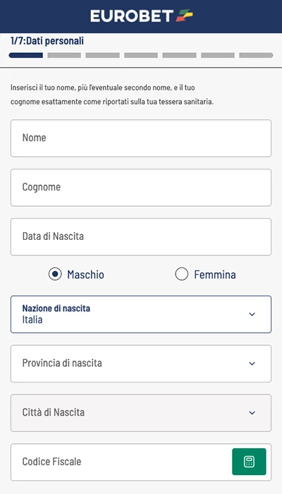 Iscrizione Eurobet - Parte 2