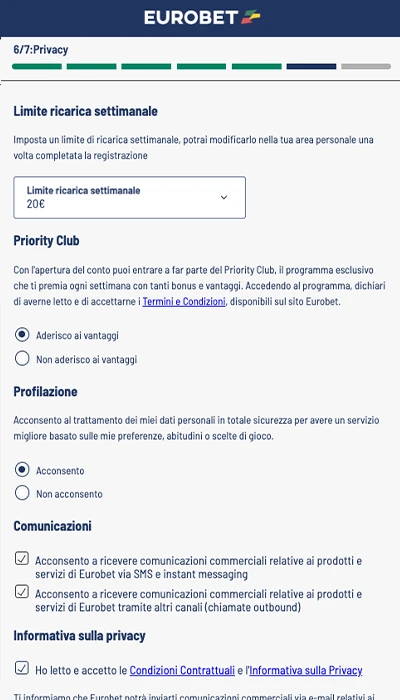 Iscrizione Eurobet - Parte 5