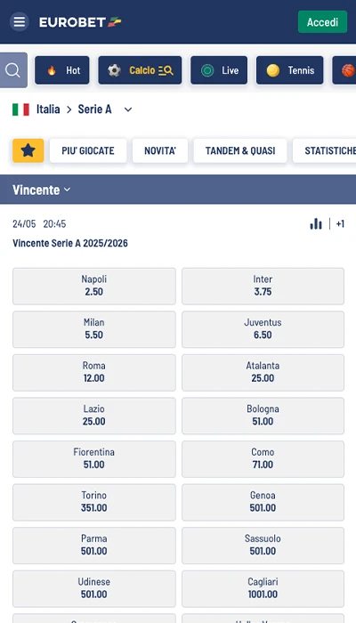 scommesse antepost Eurobet