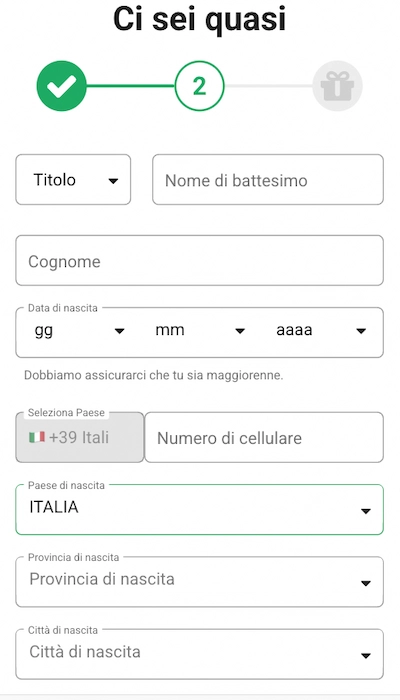 Iscrizione Leovegas - Parte 2