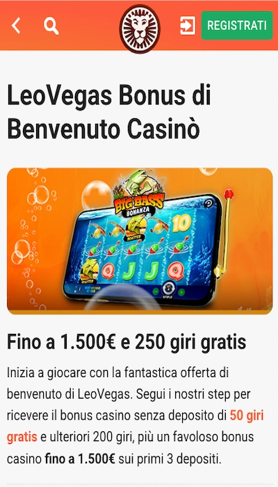 bonus casino Leovegas